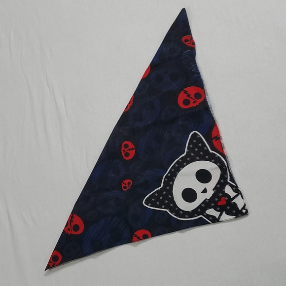 VTG Hot Topic Skelanimals Kit The Cat Square Bandana Scarf Accessory Sz 20"x 20" - Picture 9 of 16